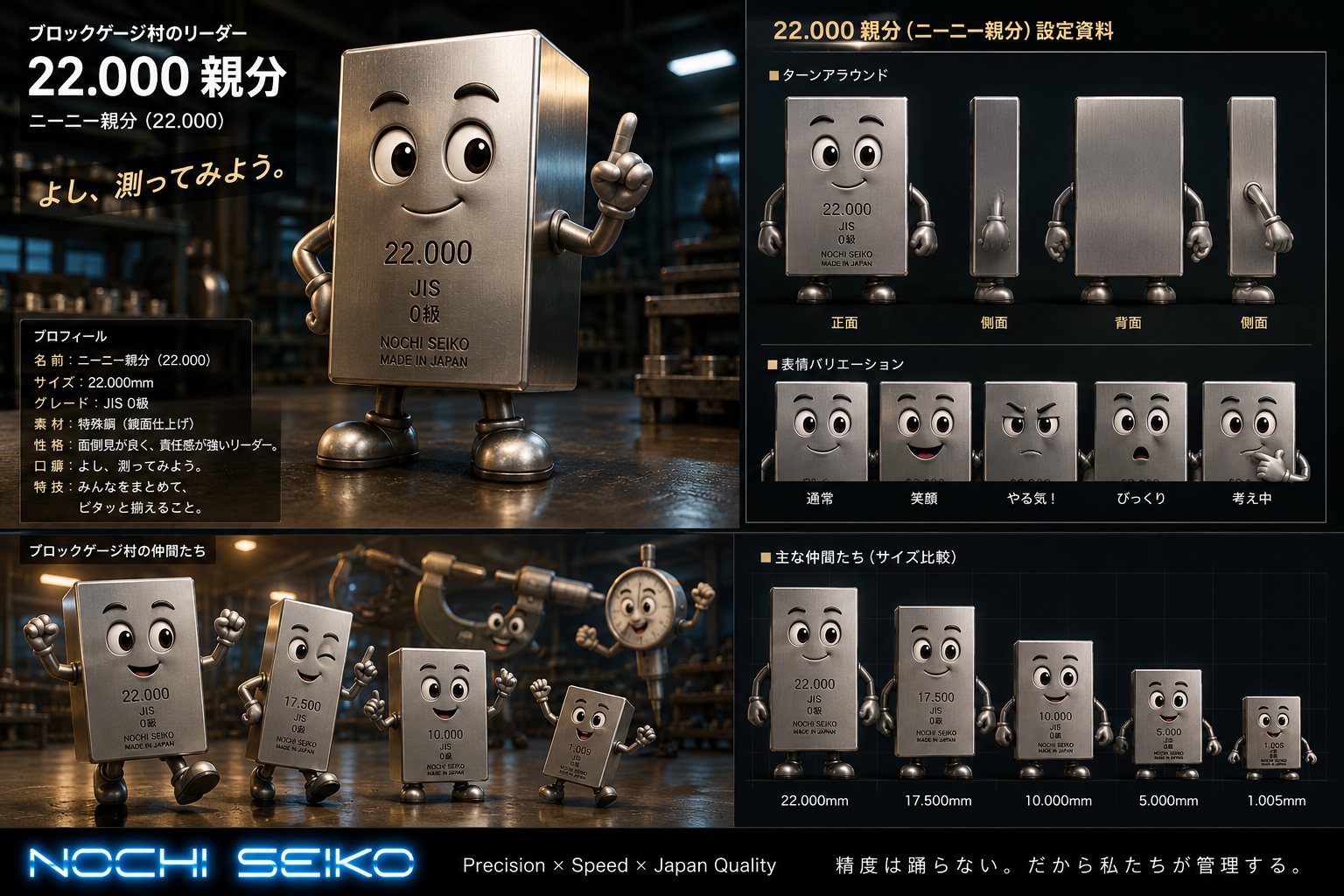 ブロックゲージ村 － 精度の世界で暮らすブロックゲージたちの物語｜野馳精工株式会社